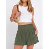 image:imageANRABESS Shorts for Women Summer Casual High Smocked Waist Wide Leg Lounge Comfy Baggy Shorts 2026 Beach Vacation ClothesArmy Green
