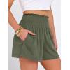 image:imageANRABESS Shorts for Women Summer Casual High Smocked Waist Wide Leg Lounge Comfy Baggy Shorts 2026 Beach Vacation ClothesArmy Green