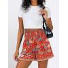 image:imageANRABESS Shorts for Women Summer Casual High Smocked Waist Wide Leg Lounge Comfy Baggy Shorts 2026 Beach Vacation ClothesFloral Blue Red