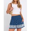 image:imageANRABESS Shorts for Women Summer Casual High Smocked Waist Wide Leg Lounge Comfy Baggy Shorts 2026 Beach Vacation ClothesFloral Blue White