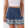 image:imageANRABESS Shorts for Women Summer Casual High Smocked Waist Wide Leg Lounge Comfy Baggy Shorts 2026 Beach Vacation ClothesFloral Blue White