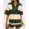 image:imageANRABESS Striped Short Sets for Women 2 Piece Outfits Summer Casual Oversized Workout Athletisure Travel Lounge Matching SetsGreen Light Yellow