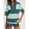 image:imageANRABESS Striped Short Sets for Women 2 Piece Outfits Summer Casual Oversized Workout Athletisure Travel Lounge Matching SetsGreen Mixed