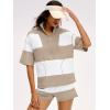 image:imageANRABESS Striped Short Sets for Women 2 Piece Outfits Summer Casual Oversized Workout Athletisure Travel Lounge Matching SetsLight Khaki White