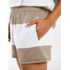 image:imageANRABESS Striped Short Sets for Women 2 Piece Outfits Summer Casual Oversized Workout Athletisure Travel Lounge Matching SetsLight Khaki White