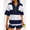 image:imageANRABESS Striped Short Sets for Women 2 Piece Outfits Summer Casual Oversized Workout Athletisure Travel Lounge Matching SetsNavy Blue White