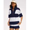 image:imageANRABESS Striped Short Sets for Women 2 Piece Outfits Summer Casual Oversized Workout Athletisure Travel Lounge Matching SetsNavy Blue White