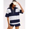 image:imageANRABESS Striped Short Sets for Women 2 Piece Outfits Summer Casual Oversized Workout Athletisure Travel Lounge Matching SetsNavy Blue White