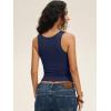 image:imageANRABESS Tank Top for Women 2026 Summer Square Neck Workout Cropped Ribbed Tight Knit Basic Tees Shirts Sleeveless ClothesNavy Blue