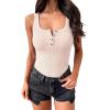 image:imageANRABESS Tank Tops for Women Summer Basic Ribbed Henley Slim Fitted Sleeveless Cami Shirts Button Up Workout Casual OutfitsApricot