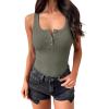 image:imageANRABESS Tank Tops for Women Summer Basic Ribbed Henley Slim Fitted Sleeveless Cami Shirts Button Up Workout Casual OutfitsArmy Green