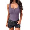 image:imageANRABESS Tank Tops for Women Summer Basic Ribbed Henley Slim Fitted Sleeveless Cami Shirts Button Up Workout Casual OutfitsPurple