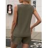 image:imageANRABESS Two Piece Sets for Women 2026 Summer Outfits Short Matching Lounge Set Casual V Neck Beach Vacation Travel ClothesArmy Green