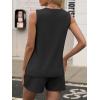 image:imageANRABESS Two Piece Sets for Women 2026 Summer Outfits Short Matching Lounge Set Casual V Neck Beach Vacation Travel ClothesBlack