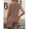 image:imageANRABESS Two Piece Sets for Women 2026 Summer Outfits Short Matching Lounge Set Casual V Neck Beach Vacation Travel ClothesBrown
