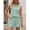 image:imageANRABESS Two Piece Sets for Women 2026 Summer Outfits Short Matching Lounge Set Casual V Neck Beach Vacation Travel ClothesGreen