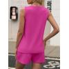 image:imageANRABESS Two Piece Sets for Women 2026 Summer Outfits Short Matching Lounge Set Casual V Neck Beach Vacation Travel ClothesHot Pink