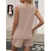 image:imageANRABESS Two Piece Sets for Women 2026 Summer Outfits Short Matching Lounge Set Casual V Neck Beach Vacation Travel ClothesLight Brown