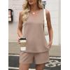 image:imageANRABESS Two Piece Sets for Women 2026 Summer Outfits Short Matching Lounge Set Casual V Neck Beach Vacation Travel ClothesLight Brown