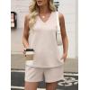 image:imageANRABESS Two Piece Sets for Women 2026 Summer Outfits Short Matching Lounge Set Casual V Neck Beach Vacation Travel ClothesLight Taupe