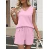 image:imageANRABESS Two Piece Sets for Women 2026 Summer Outfits Short Matching Lounge Set Casual V Neck Beach Vacation Travel ClothesPink