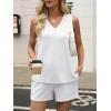 image:imageANRABESS Two Piece Sets for Women 2026 Summer Outfits Short Matching Lounge Set Casual V Neck Beach Vacation Travel ClothesWhite
