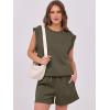 image:imageANRABESS Two Piece Sets for Women 2026 Summer Short Lounge Set Casual Beach Vacation Outfits Spring Sweatsuits TracksuitBrown Army Green