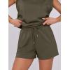image:imageANRABESS Two Piece Sets for Women 2026 Summer Short Lounge Set Casual Beach Vacation Outfits Spring Sweatsuits TracksuitBrown Army Green