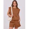image:imageANRABESS Two Piece Sets for Women 2026 Summer Short Lounge Set Casual Beach Vacation Outfits Spring Sweatsuits TracksuitRust