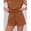 image:imageANRABESS Two Piece Sets for Women 2026 Summer Short Lounge Set Casual Beach Vacation Outfits Spring Sweatsuits TracksuitRust