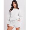 image:imageANRABESS Women 2 Piece Outfits Sweat Shorts Sets 2026 Oversized Casual Lounge Matching Set Sweatsuit Tracksuit Fall ClothesWhite