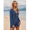 image:imageANRABESS Women Beach Cover Ups 2026 Summer Crochet Knit Swimwear Mesh Bathing Suit Hollow Out Dress Swimsuit Vacation ClothesDeep Blue