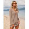 image:imageANRABESS Women Beach Cover Ups 2026 Summer Crochet Knit Swimwear Mesh Bathing Suit Hollow Out Dress Swimsuit Vacation ClothesKhaki