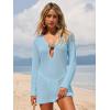 image:imageANRABESS Women Beach Cover Ups 2026 Summer Crochet Knit Swimwear Mesh Bathing Suit Hollow Out Dress Swimsuit Vacation ClothesLight Blue
