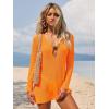 image:imageANRABESS Women Beach Cover Ups 2026 Summer Crochet Knit Swimwear Mesh Bathing Suit Hollow Out Dress Swimsuit Vacation ClothesOrange