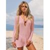 image:imageANRABESS Women Beach Cover Ups 2026 Summer Crochet Knit Swimwear Mesh Bathing Suit Hollow Out Dress Swimsuit Vacation ClothesPink