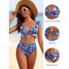 image:imageANRABESS Women High Waisted Bikini Sets Two Piece Ruffled Self Tie Swimsuit Ruched Bathing Suit 2026 Summer Beach SwimwearBlue Pink Floral