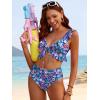 image:imageANRABESS Women High Waisted Bikini Sets Two Piece Ruffled Self Tie Swimsuit Ruched Bathing Suit 2026 Summer Beach SwimwearBlue Pink Floral