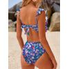 image:imageANRABESS Women High Waisted Bikini Sets Two Piece Ruffled Self Tie Swimsuit Ruched Bathing Suit 2026 Summer Beach SwimwearBlue Pink Floral