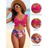 image:imageANRABESS Women High Waisted Bikini Sets Two Piece Ruffled Self Tie Swimsuit Ruched Bathing Suit 2026 Summer Beach SwimwearHot Pink Floral