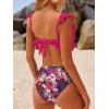 image:imageANRABESS Women High Waisted Bikini Sets Two Piece Ruffled Self Tie Swimsuit Ruched Bathing Suit 2026 Summer Beach SwimwearHot Pink Floral