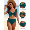 image:imageANRABESS Women High Waisted Bikini Sets Two Piece Ruffled Self Tie Swimsuit Ruched Bathing Suit 2026 Summer Beach SwimwearPeacock Green