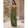 image:imageANRABESS Women Jumpsuits 2026 Casual Sleeveless Spaghetti Strap Boho Wide Leg Rompers Summer Outfits Beach Vacation ClothesArmygreen