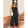 image:imageANRABESS Women Jumpsuits 2026 Casual Sleeveless Spaghetti Strap Boho Wide Leg Rompers Summer Outfits Beach Vacation ClothesBlack