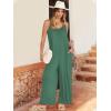image:imageANRABESS Women Jumpsuits 2026 Casual Sleeveless Spaghetti Strap Boho Wide Leg Rompers Summer Outfits Beach Vacation ClothesBlue Green