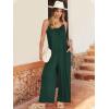 image:imageANRABESS Women Jumpsuits 2026 Casual Sleeveless Spaghetti Strap Boho Wide Leg Rompers Summer Outfits Beach Vacation ClothesDeep Green