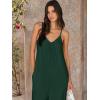 image:imageANRABESS Women Jumpsuits 2026 Casual Sleeveless Spaghetti Strap Boho Wide Leg Rompers Summer Outfits Beach Vacation ClothesDeep Green