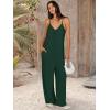 image:imageANRABESS Women Jumpsuits 2026 Casual Sleeveless Spaghetti Strap Boho Wide Leg Rompers Summer Outfits Beach Vacation ClothesDeep Green