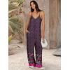 image:imageANRABESS Women Jumpsuits 2026 Casual Sleeveless Spaghetti Strap Boho Wide Leg Rompers Summer Outfits Beach Vacation ClothesFloral Purple