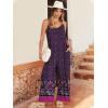 image:imageANRABESS Women Jumpsuits 2026 Casual Sleeveless Spaghetti Strap Boho Wide Leg Rompers Summer Outfits Beach Vacation ClothesFloral Purple